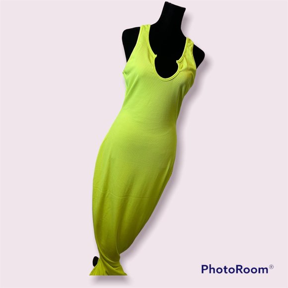 Neon Ribbed long v-neck dress - Picture 5 of 6